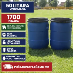 Burad x2 50 litara plave boje hermetičko zatvaranje