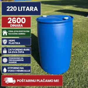 Bure 220 litara sa dva zatvorena čepa