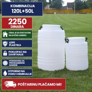 Kombinacija burad 120L i 50L bele boje
