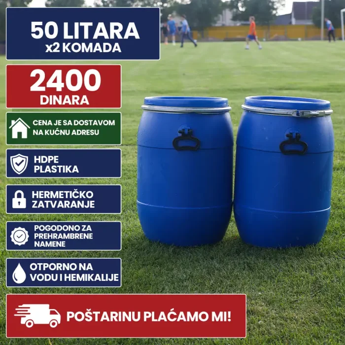 50 Litara burad x2 plavi poklopac
