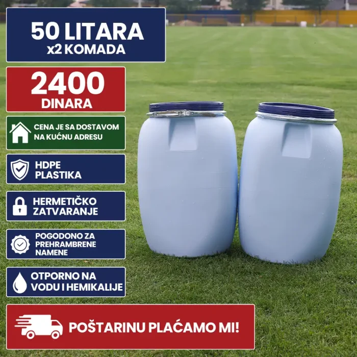 50 Litara burad x2 svetlo plavi HDPE