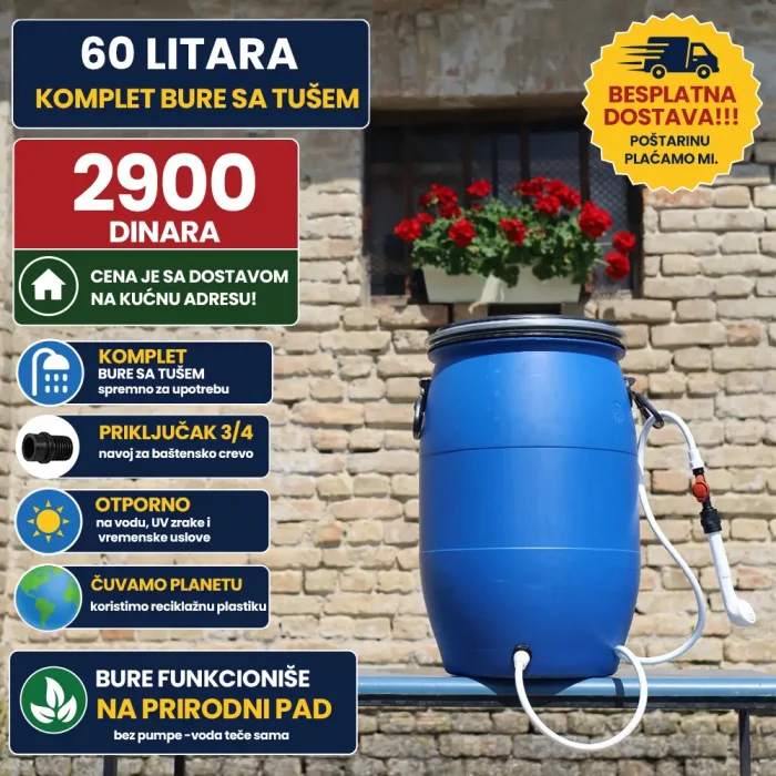 60 litara bure sa tušem