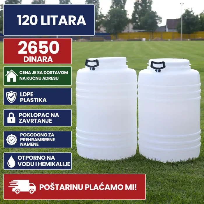 Burad 120 litara bele boje x2