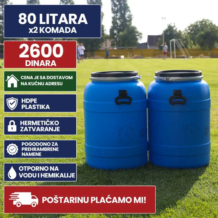 Burad 80 litara plave boj HDPE x2