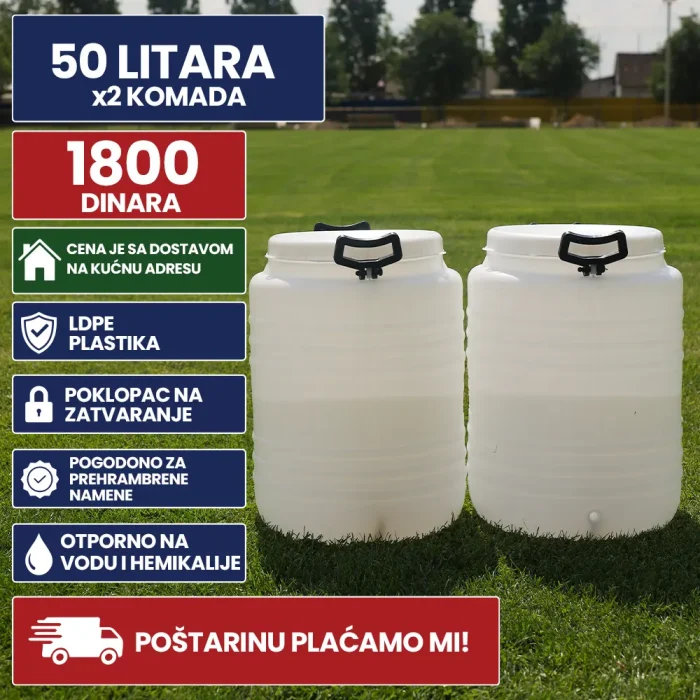 Burad bela 50 litara x2 komada LDPE
