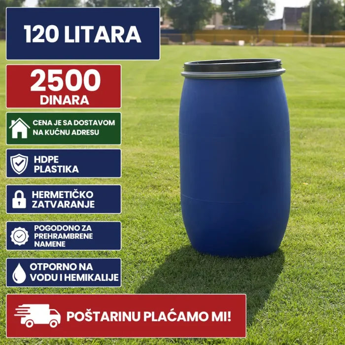 Bure 120 litara plave boje metalni poklopac