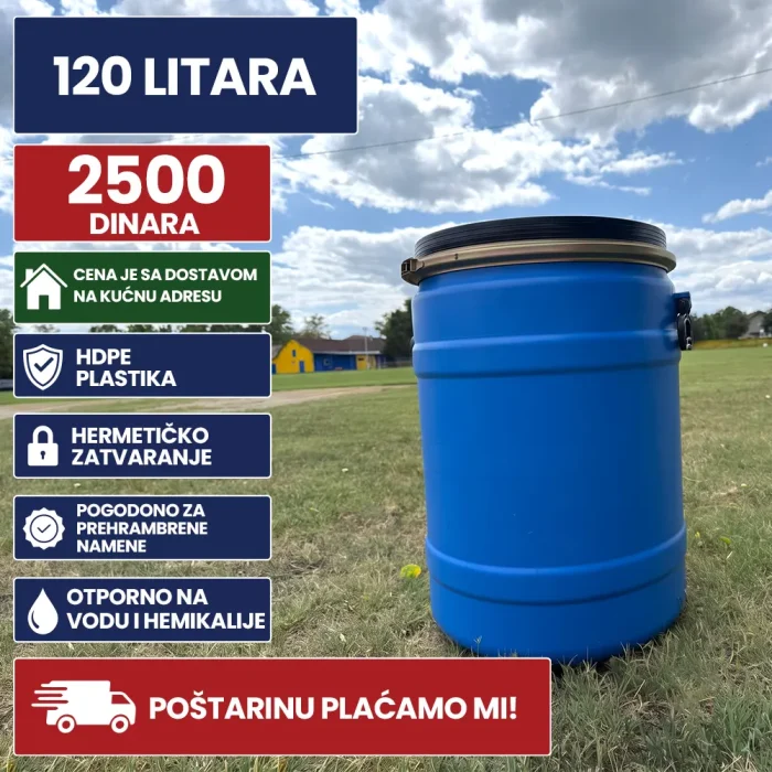 Bure 120 litara plavo tip cilindar