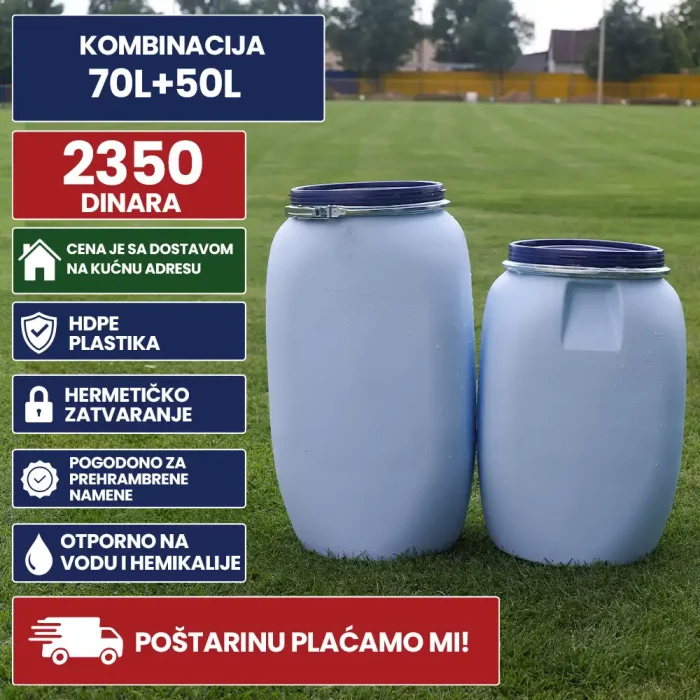 Kombinacija 70L i 50L burad HDPE